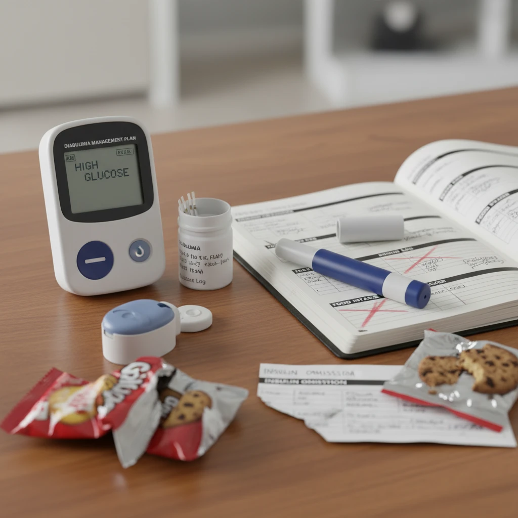 Insulin and diabetes equipment representing Diabulimia management
