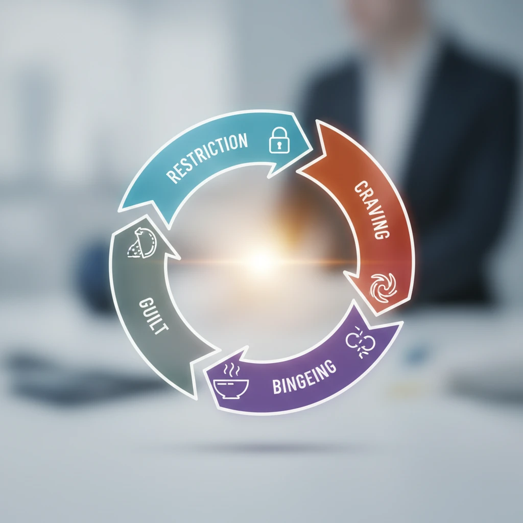 Diagram illustrating the binge-restrict cycle common in eating disorders