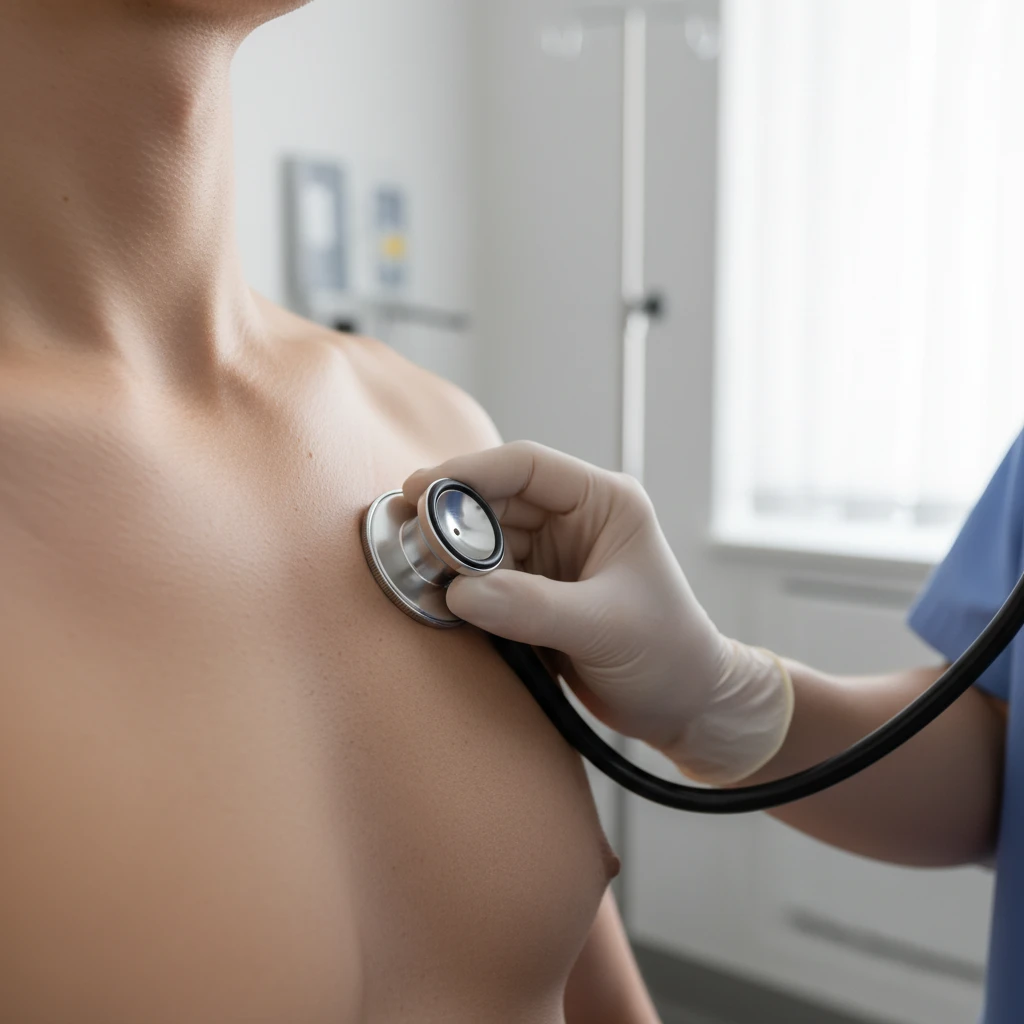 Doctor performing cardiac assessment for eating disorder patient