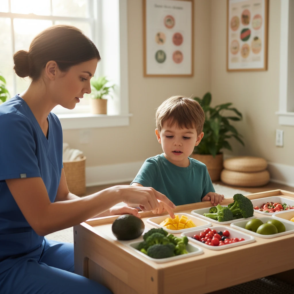 Occupational therapy session for sensory feeding issues