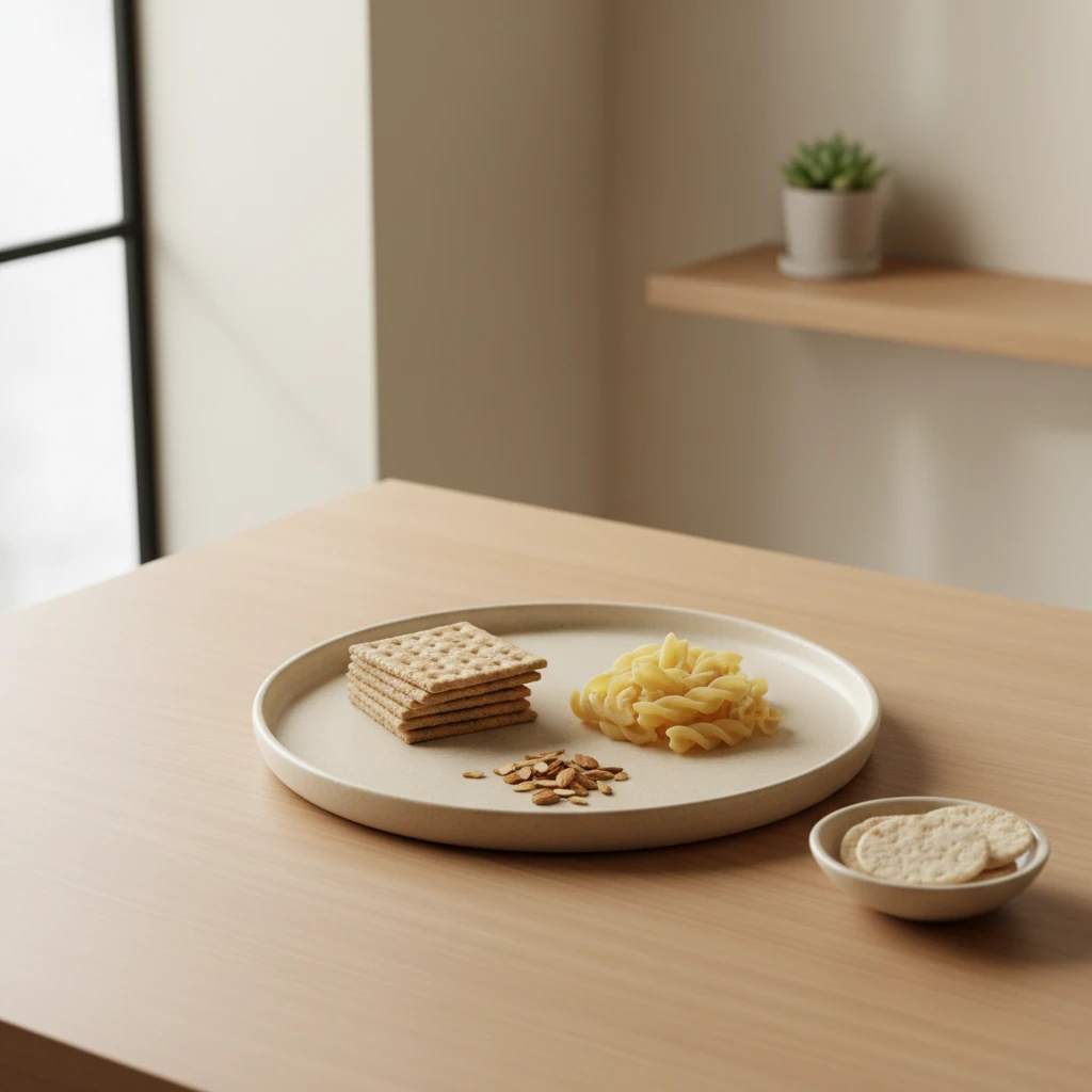 Safe foods arranged neatly on a plate