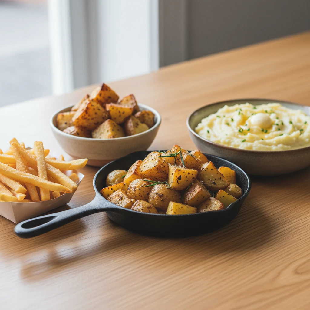 Food chaining diagram from fries to mashed potato