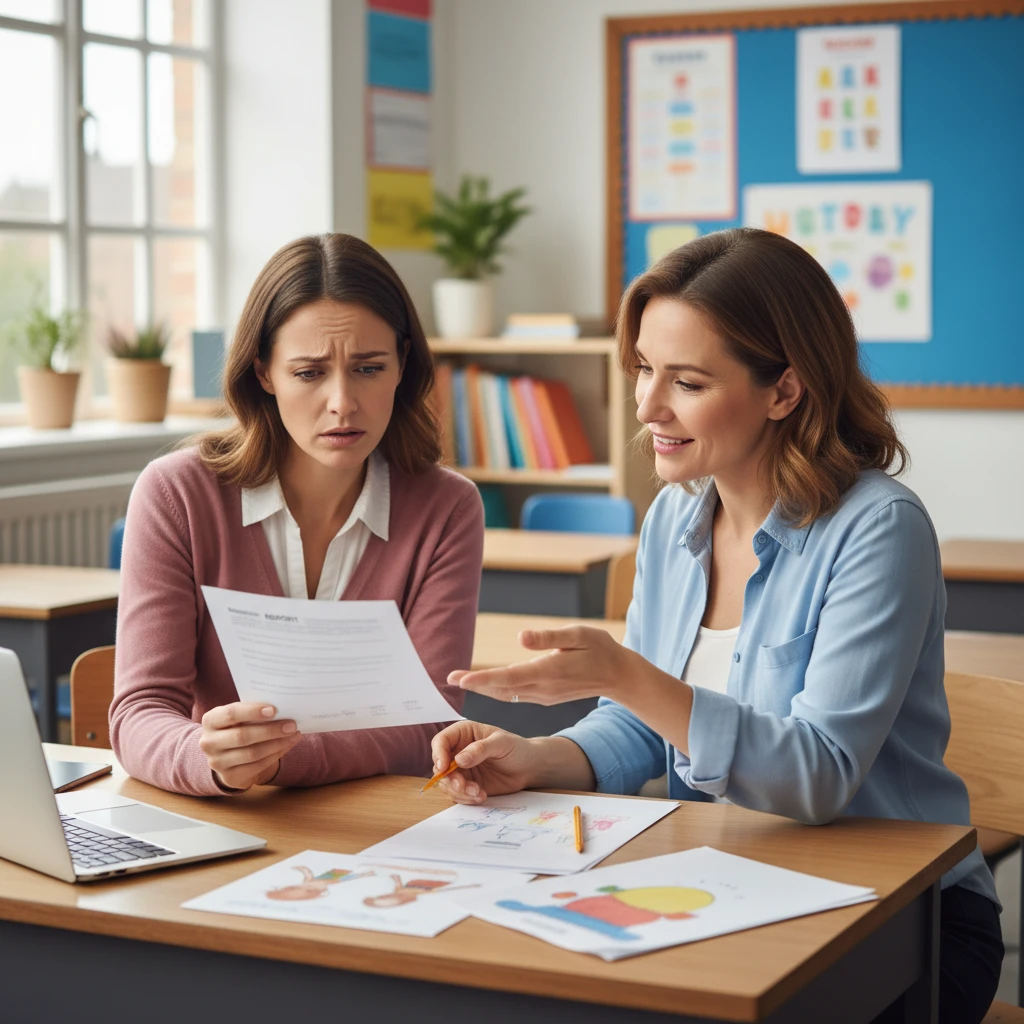 Parent discussing ARFID with teacher