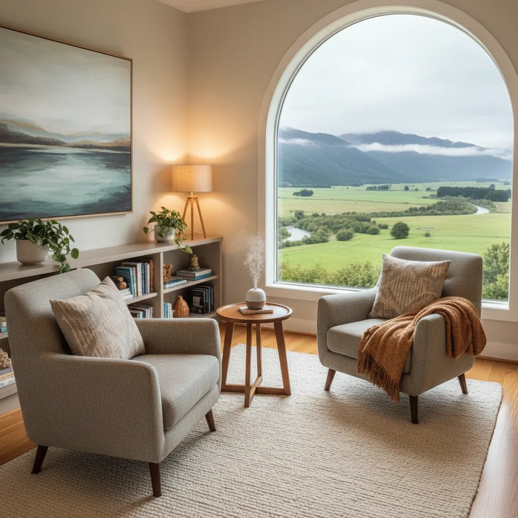 Private therapy room setting in New Zealand