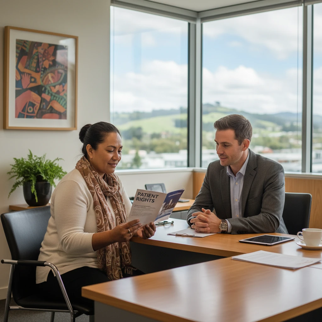 Doctor and patient discussing the Code of Rights in a New Zealand clinic