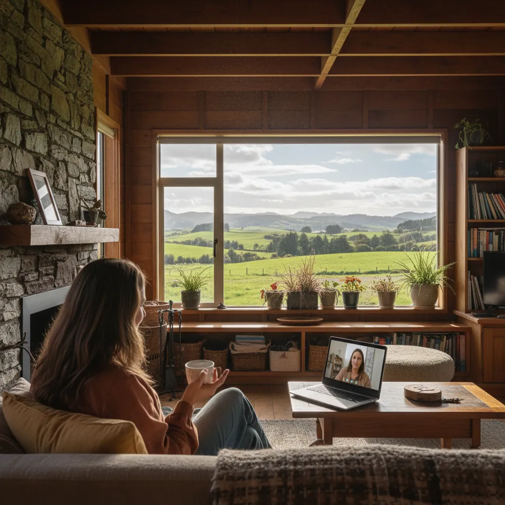 Telehealth therapy session in rural Waikato