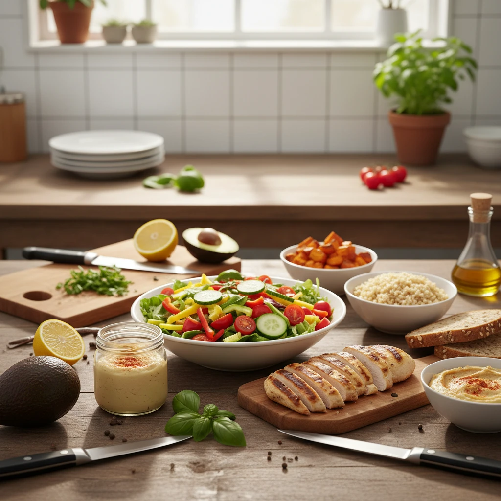 Nutritious meal preparation in a student flat