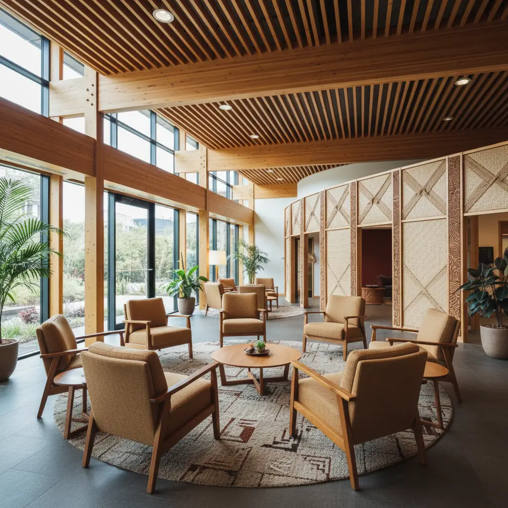 Interior of a Kaupapa Māori mental health facility designed for holistic healing
