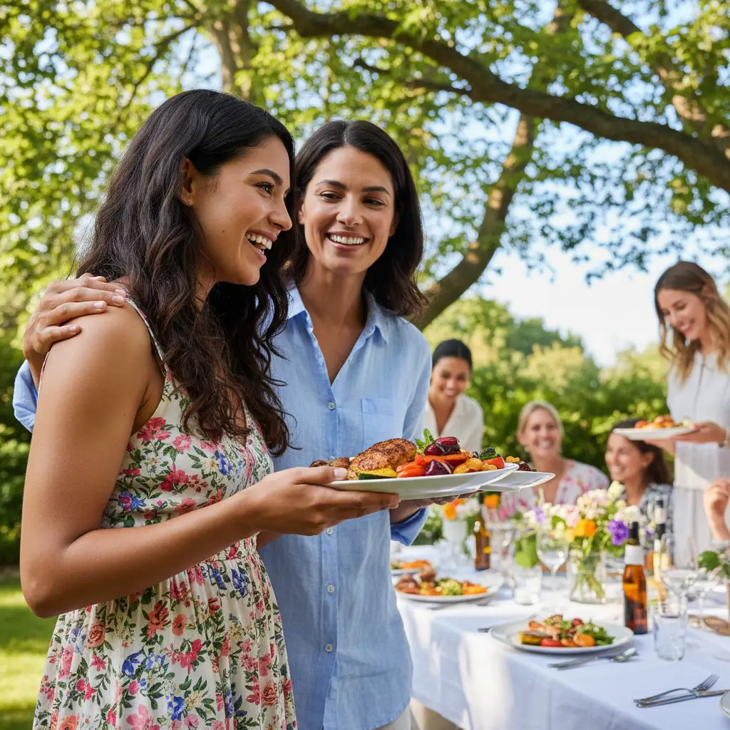 Support person helping at a holiday meal