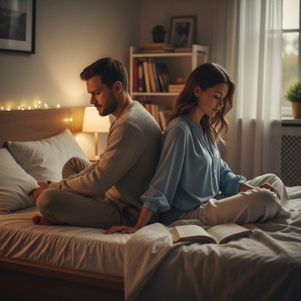 Couple navigating intimacy issues with care